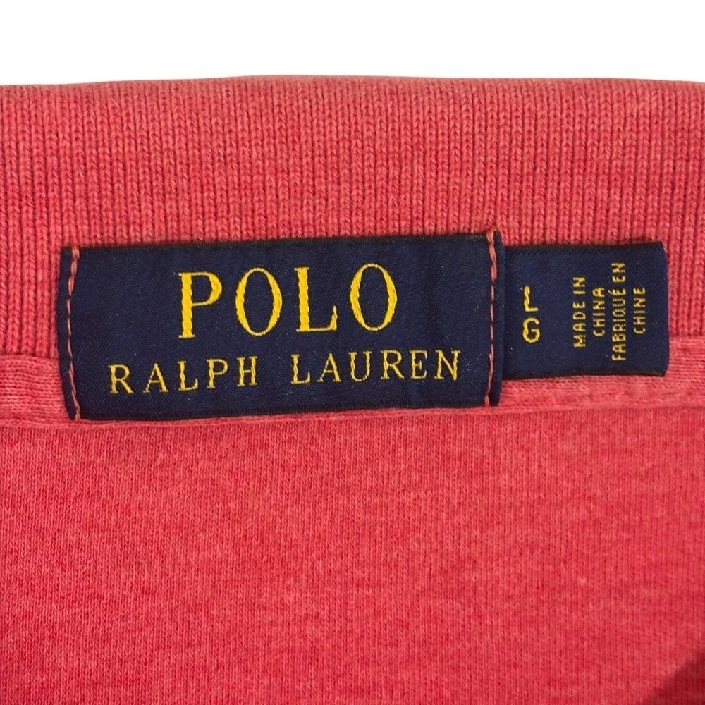 Polo Ralph Lauren Polo Shirt Mens L Red Short Sleeve Blue Pony Logo Preppy